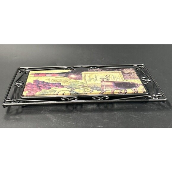 Wine Wall Hangings with Ceramic Tiles and Black Iron Trim Merlot and French 2 - Picture 11 of 12